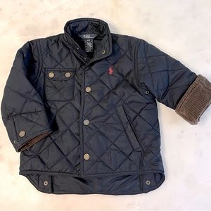 Ralph Lauren Boys Navy Polo Jacket with Corduroy Cuffs